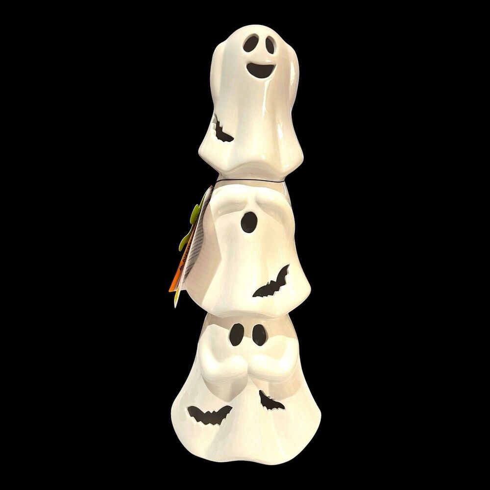 Goblin & Ghoul Light Up 15” Stacked Ghosts TRIO See/Hear/Speak No Evil Figurine
